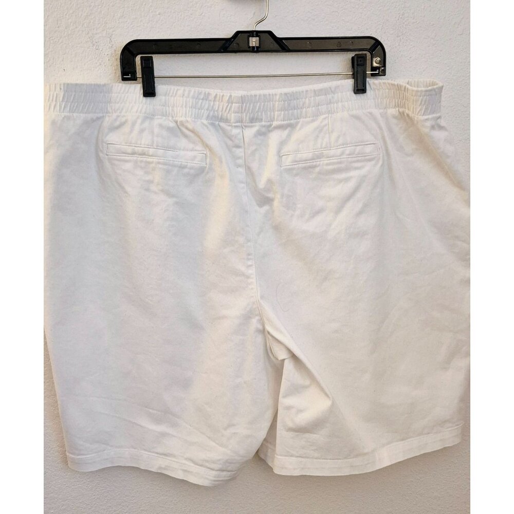 Lands' End White Cotton Pullon Elastic Waist Cotton Shorts, 24W EUC